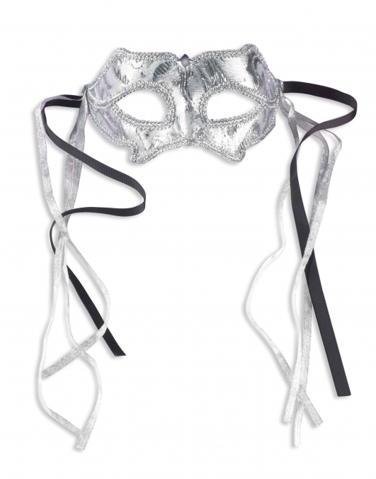 Costume Carnevale MASCHERA ARGENTO CON NASTRO, MASCHERE E DOMINO, MASCHERE