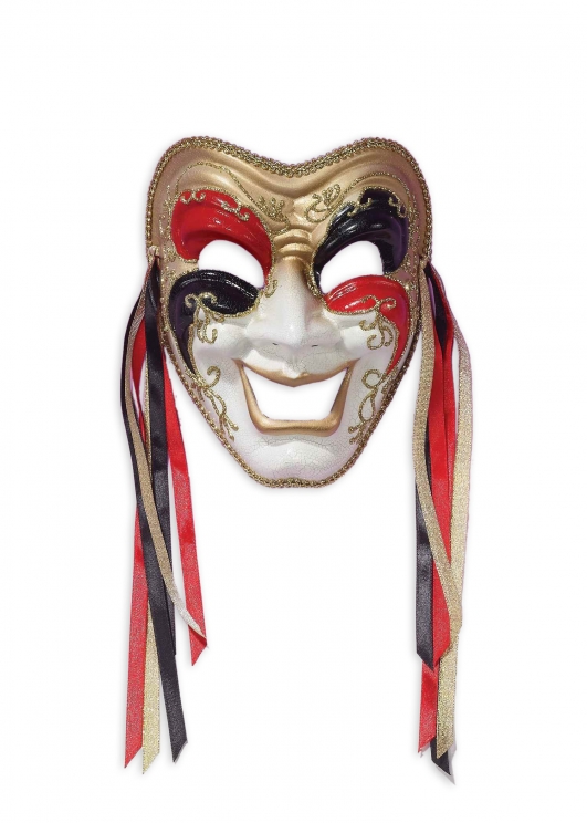 costume di carnevale MASCHERA COMMEDIA NERO-ORO