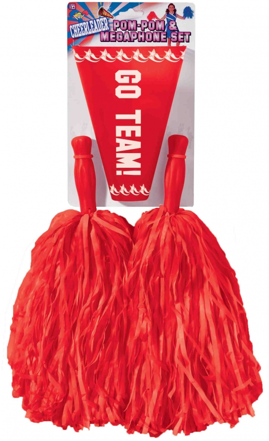 costume di carnevale POMPOM CON MEGAFONO ROSSO